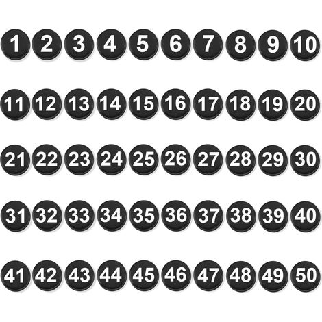 50 Pièces Nombres Magnétiques, 2cm Petits Chiffres Accents Magnétiques 1-50 Cercles Aimants Numérotés pour Salle de Classe Tableau Blanc Calendrier Réfrigérateur Maison École Bureau (Noir) (1/5)