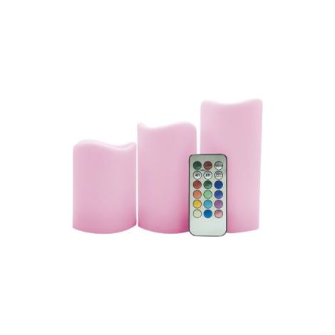 Packung mit 3 RGB-LED-Dekokerzen 100 mm - 120 mm - 150 mm