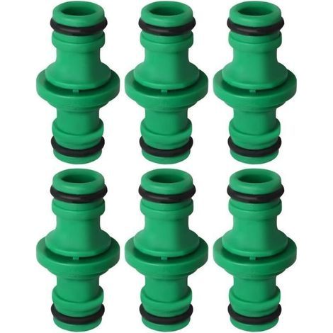 Lot de 6 raccords de tuyau à double prise, raccords verts pour tuyau d'arrosage et lavage de voiture