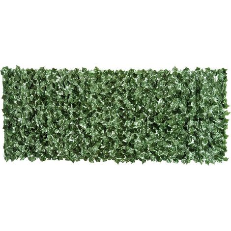 ROTOLO DI SIEPE ARTIFICIALE PER BALCONE CON FOGLIE 240X100 CM VERDE SCURO (1/5)