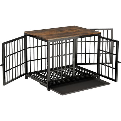 Cage pour chien XXL en bois 90x62x68.5cm – Diviseur amovible – 4 portes – Structure en acier robuste – Facile à nettoyer – Bingopaw (1/5)