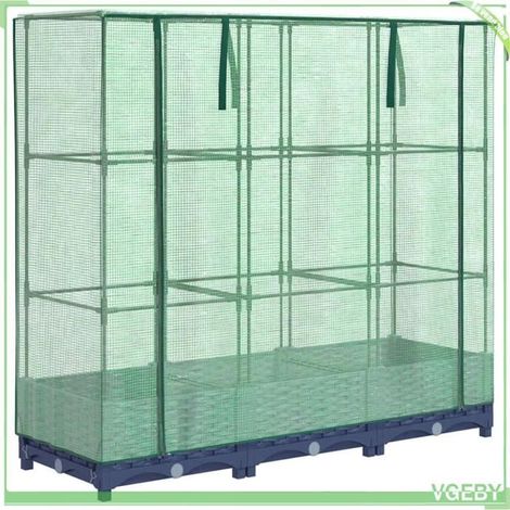 Carré potager surélevé - FAFEICY - 4015825 - 120x40x123 cm - Aspect rotin - Housse de serre imperméable (1/5)