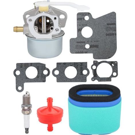 [Días franceses] 698055 Carburador de repuesto para motores Briggs & Stratton 690152 694203 121602 121607 121612, con filtro de aire y juntas de filtro de combustible 697029 690610 (1/4)