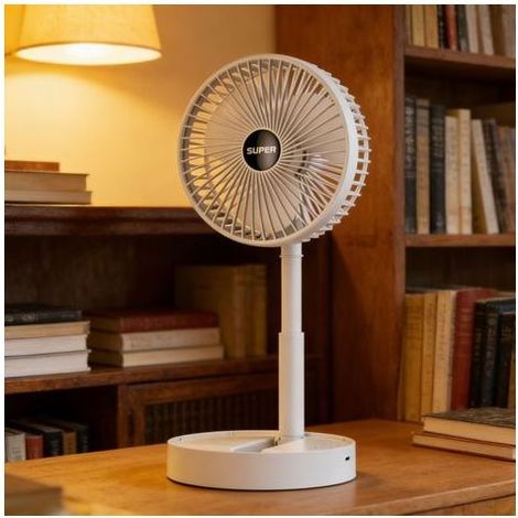 17 cm großer, faltbarer Ventilator – USB-aufladbar, 800 mAh Akku – 3 Geschwindigkeitsstufen – 180° verstellbarer Winkel – Ideal für Büro und Camping (1/5)