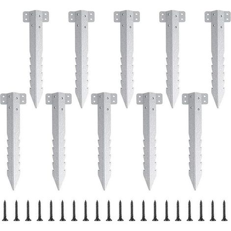 10 supports métalliques pour traverses de chemin de fer, fixation solide pour parterres surélevés, murs de soutènement et bordures d’allées (1/4)