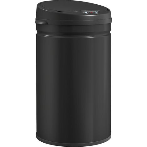 Poubelle à capteur 30 L en acier inoxydable noir avec fermeture amortie (1/5)
