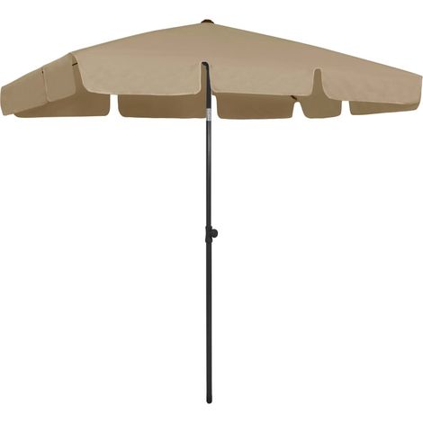 Beach Parasol Taupe Polyester 200x125 cm Rectangular Tiltable vidaXL (1/5)
