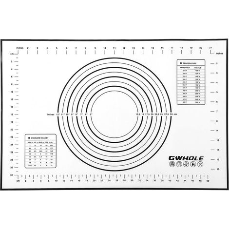 Backmatte Silikon Teigmatte 60x40cm Pizza rutschfest Schwarz (1/5)
