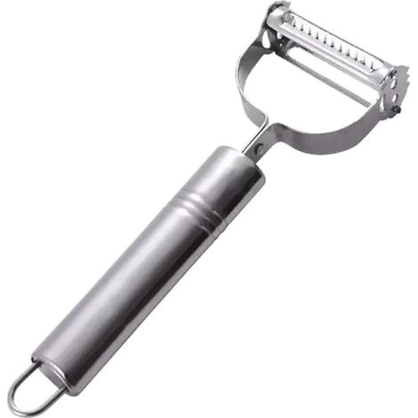 Multifunktionaler 4-in-1-Obst- und Gemüseschäler aus Edelstahl – Hocheffizientes Schneide-, Hobel-, Reibe- und Schabewerkzeug, geeignet für Kartoffeln, Karotten, Melonen usw. Stilvolles Metalldesign, (1/5)