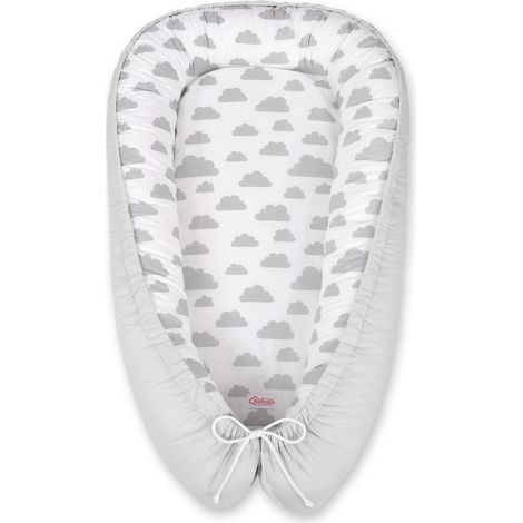 Capullo para bebé, doble cara, parque infantil, arrullo, Premium BOBONO - nubes grises/gris