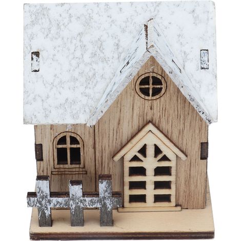 Maison de poupée lumineuse de Noël à LED, maison en bois, décorations de Noël miniatures lumineuses à faire soi-même, accessoires (1/5)