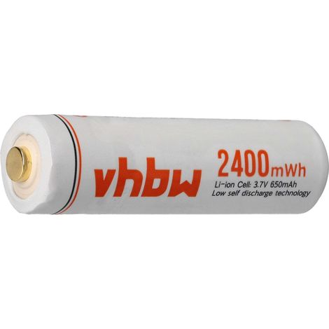 vhbw Batería recargable AA Mignon (AA) para diversos dispositivos - Batería recargable, 650 mAh, 3,7 V, Li-Ion