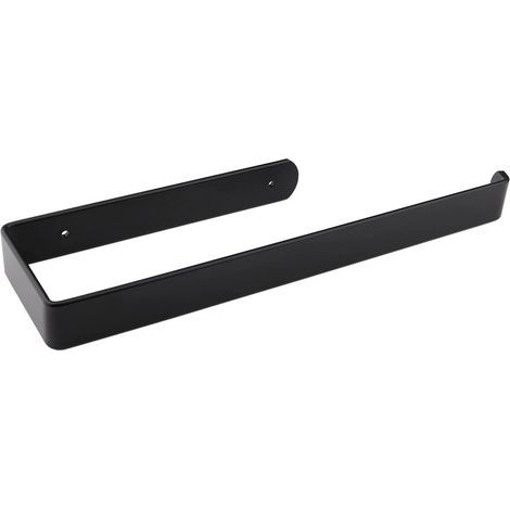 Self-Adhesive or Drilled Towel Holder, Waterproof and Rustproof for Kitchen, Aluminum, Suitable for Towels, Rolls, Toilet Paper (Black)