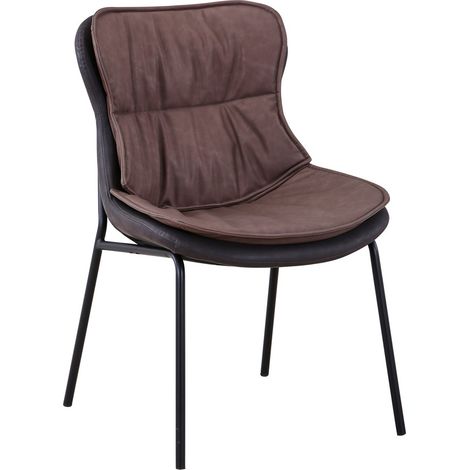 Sedia Brady in similpelle marrone con gambe in ferro (1/4)