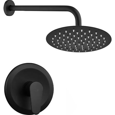 Set doccia incasso tondo nero opaco Lizzy con soffione 20 cm (1/5)
