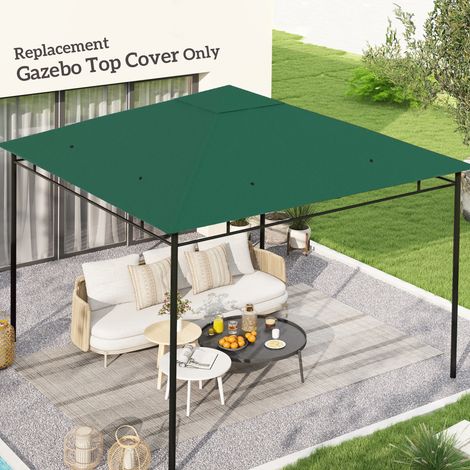 Toiture de remplacement en polyester vert pour tonnelle de jardin 3x3m.