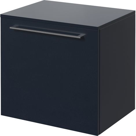 Napoli 390 Deep Blue 500mm Wall Mounted Single Drawer Vanity Unit for Countertop Basins - 500mm - Chrome 320mm Handle