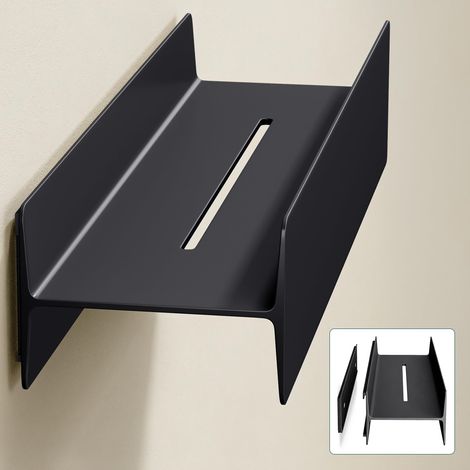 Mai & Mai Étagère Murale de Rangement en Almélec Support Rangement au Mur Étagère Douche à Poser pour Salle de Bain Cuisine Chambre Noir Mat 40×11×8 CM Reglo-03 (1/5)