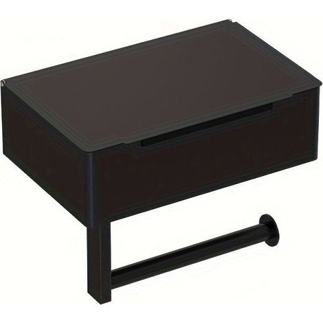 Porte-papier toilette avec boîte à lingettes humides, sans perçage, en acier inoxydable, auto-adhésif, pour toilettes, salle de bain, cuisine (noir) (1/4)