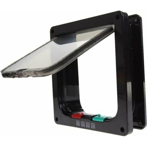 Trappe de porte avec serrure pour chat et chien adaptée aux animaux de compagnie (taille : 19 x 19,7 x 5,3 cm, noir) (1/5)