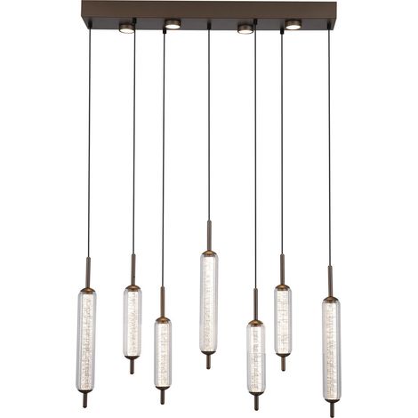 Searchlight Cattail Suspension LED intégrée à 7 lampes, verre transparent, 33 W, 3000 K (1/5)