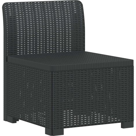 Canapé de Jardin Modulaire 1 Place en PP Effet Rotin Fauteuil Extérieur Anthracite - PANGIVO (1/5)