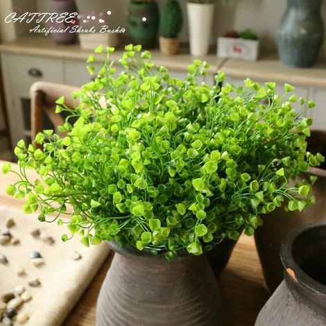 Set di 8 arbusti artificiali in plastica, ideali per decorazione interna ed esterna, casa, giardino, ufficio e feste. Verde. (1/3)