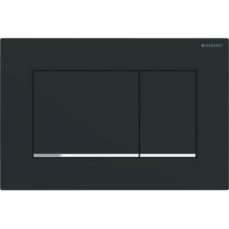Compatible Geberit Sigma30 115.883.14.1 Plaque Déclenchement - Rinçage Double Quantité Actionnement Frontal Noir avec Rayures Chromées (1/4)