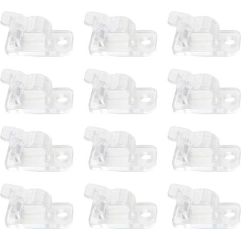 Pack of 100 Wire Fixing Clips with Screws, Screw-in Hooks for Outdoor String Lights, Fence Hooks, Cable Hanging Hooks (Transparent) (1/3)