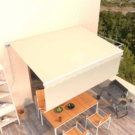 Auvent manuel rétractable avec store 4x3 m Crème (1/5)