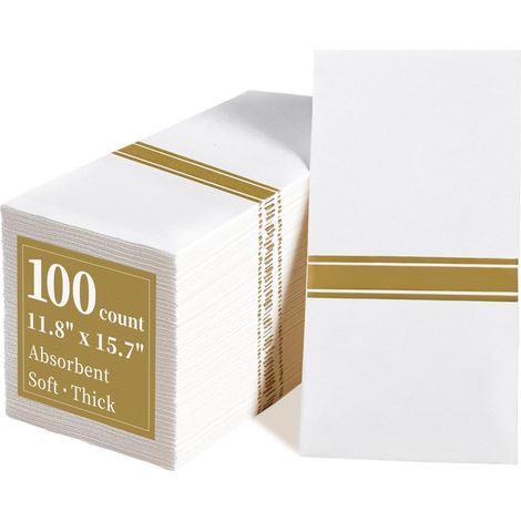 Lot de 100 serviettes jetables en papier pour salle de bain, serviettes en papier pour invités, serviettes de table pour fête, mariage, anniversaire (1/5)