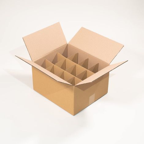 5pcs Carton déménagement 12 verres avec croisillon, L35x30xH20cm, boîte en carton ondulé pour rangement et transport sécurisé de vaisselle fragile (1/5)