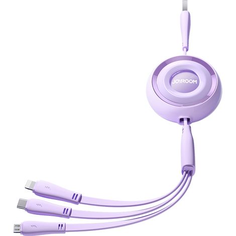 3-in-1-Kabel der Colorful Series: USB-A auf USB-C / iPhone Lightning / microUSB, einziehbar, 1 m, Lila (1/5)