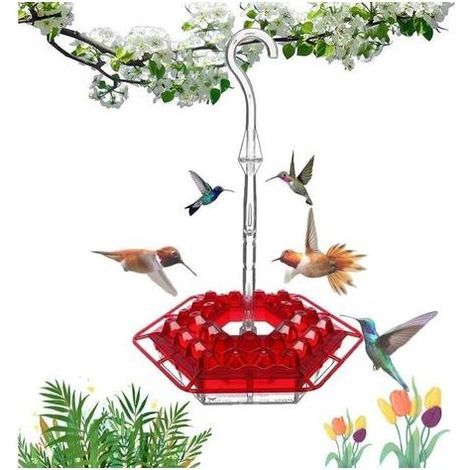 DBBEGK Mangeoire à colibris, décoration extérieure de jardin, résistante aux fourmis et aux abeilles, mangeoire à colibris suspendue pour l'extérieur, facile à nettoyer, résistante aux insectes (rouge (1/5)