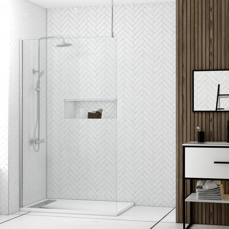 Parete per doccia 120x200cm Vidrio Trasparente - Profilo + Barra a soffitto Cromata - FREEDOM 2