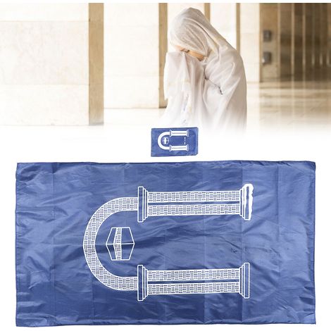 Tapis de prière musulman portable en tissu imperméable rectangulaire pour la maison et le salon (bleu) (1/5)
