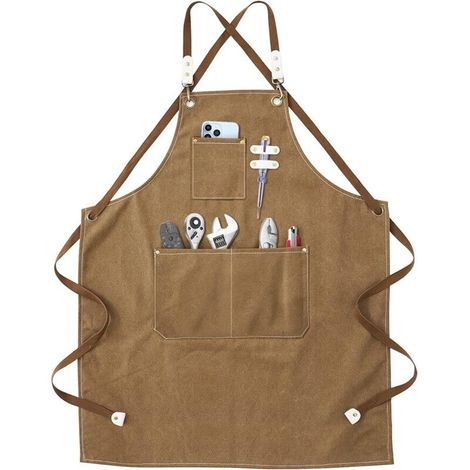 Tablier de Soudure-Tablier de Travail avec Poches, Sangle Croisée Réglable au dos pour Hommes et Femmes, Parfait pour le Jardin, la Cuisine, le Garage 78 57cm (1/5)