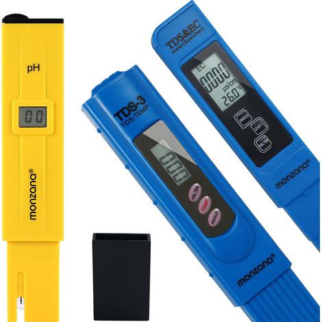 Monzana Set de medidor digital de calidad de agua PH temperatura probador de agua 3en1 TDS para piscinas aguacultura spa (1/5)
