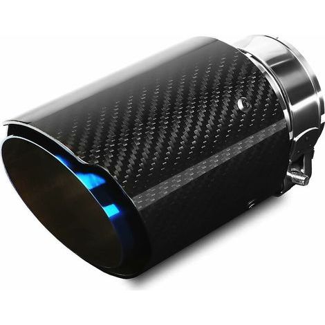Tuyau d'échappement en acier inoxydable et fibre de carbone brillante 89mm – Réduction du bruit – Installation facile – Universel pour voitures (1/5)