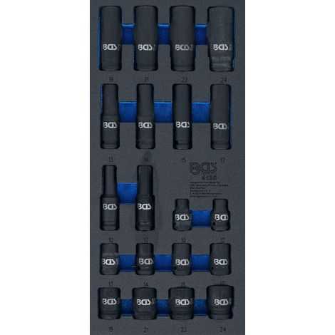 Werkstattwageneinlage 1/3: Kraft-Steckschlüssel-Einsätze Sechskant 12,5 mm (1/2") 10 - 24 mm 20-tlg. (1/3)