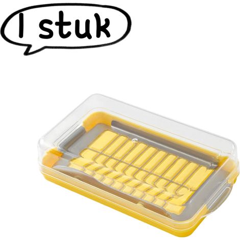 Beurrier avec récipient pour couper conserver et portionner le beurre avec coupe beurre et coupe fromage adapté au réfrigérateur et au congélateur couleur jaune 1 pièce (1/5)