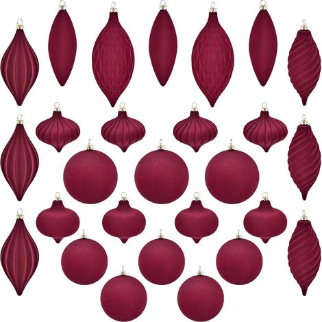 Boules de Noël en Velours Assortis, Accrochables, Élégants Boules de Noël en Velours Décoration Vacances d'hiver, mariage, anniversaire, fête familiale, (1/5)