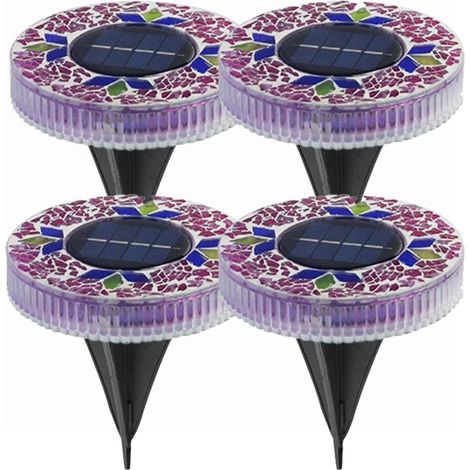 Solar-Mosaik-Scheibenleuchte: 6 LEDs, IP67 wasserdicht, automatische Ein-/Ausschaltfunktion, 4 Stück (lila) (1/5)