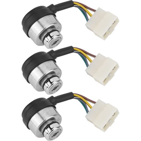 Interrupteur d'Allumage 6 Fils avec Clé pour Moteur à Essence 188F/GX390/190F/GX420 - 3 Pièces