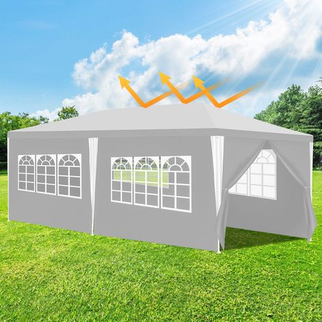 SWANEW Tenda o pergolato Tenda per ricevimenti con pannelli laterali rimovibili Grande Bianco 3x6m (1/5)