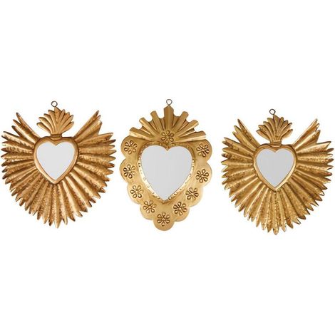 Lot de 3 miroirs en métal doré Exvoto – Dimensions L. 18,3 x l. 0,6 x H. 20 cm – Pour décoration intérieure chic – Ostaria (1/4)