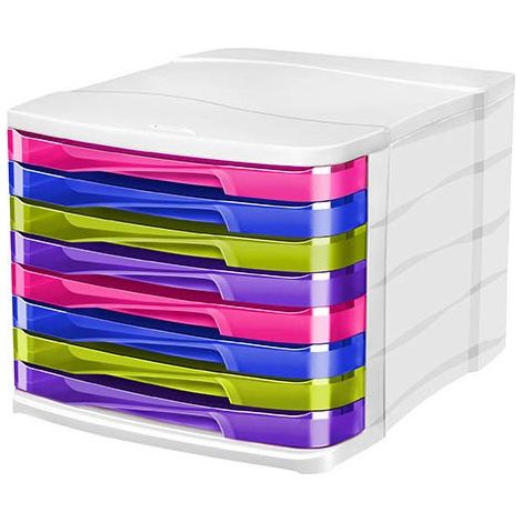 Module de classement Cep Gloss coffre blanc 8 tiroirs multicolores