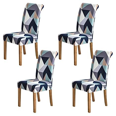Lot de 4 housses de chaise extensibles amovibles et lavables pour hôtel, restaurant, cuisine, fête de mariage, Grille Magique (1/4)
