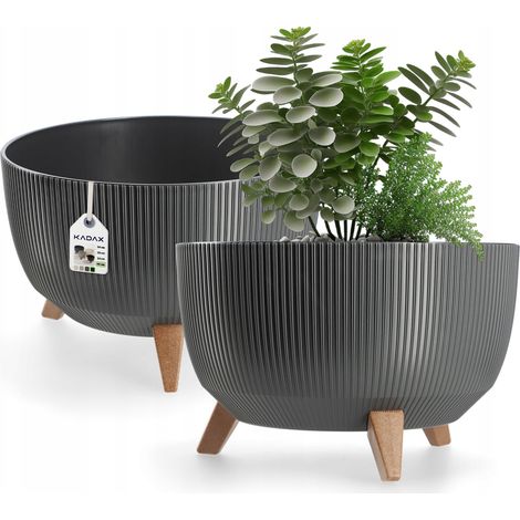 KADAX Blumentopf aus Kunststoff mit drei Einsteckstützen, 40 cm, Anthrazit (1/5)