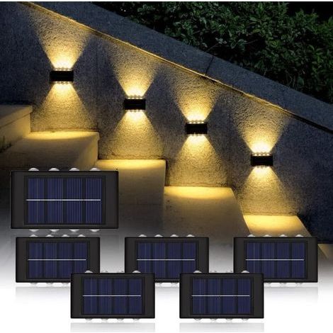 PCS Appliques murales solaires ,éclairages solaires d'extérieur étanches pour terrasse,jardin,garage, terrasse de piscine-Lumière chaude 3000K (1/5)